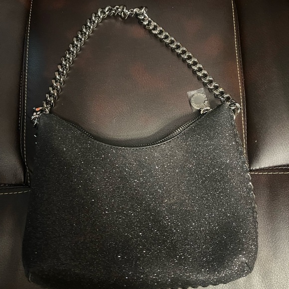 Stella McCartney Black Sparkle Shoulder Bag - Picture 1 of 8